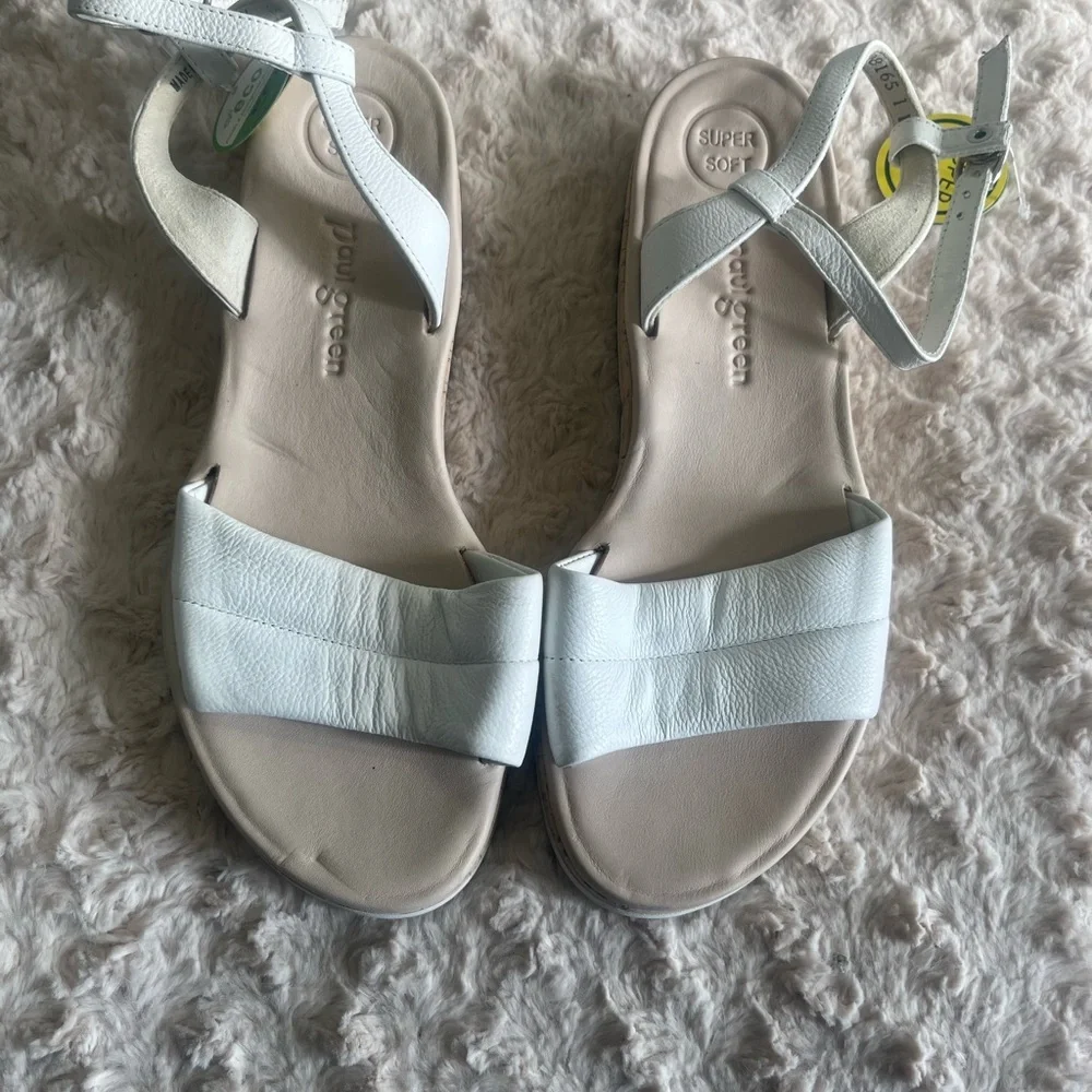 Paul Green Mindy Sandal white leather size 9‎ US NEW